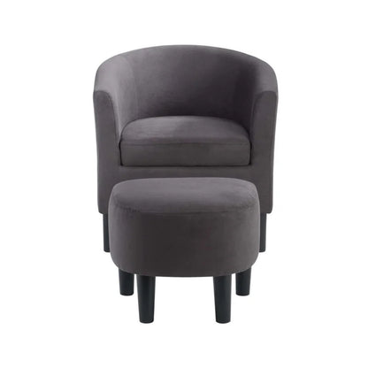 Sleek Accent Chairs With Ottomans Footrest Grey