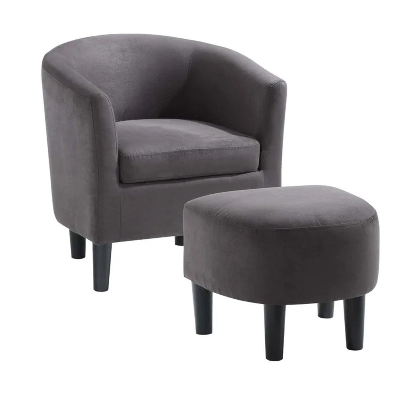 Sleek Accent Chairs With Ottomans Footrest Grey