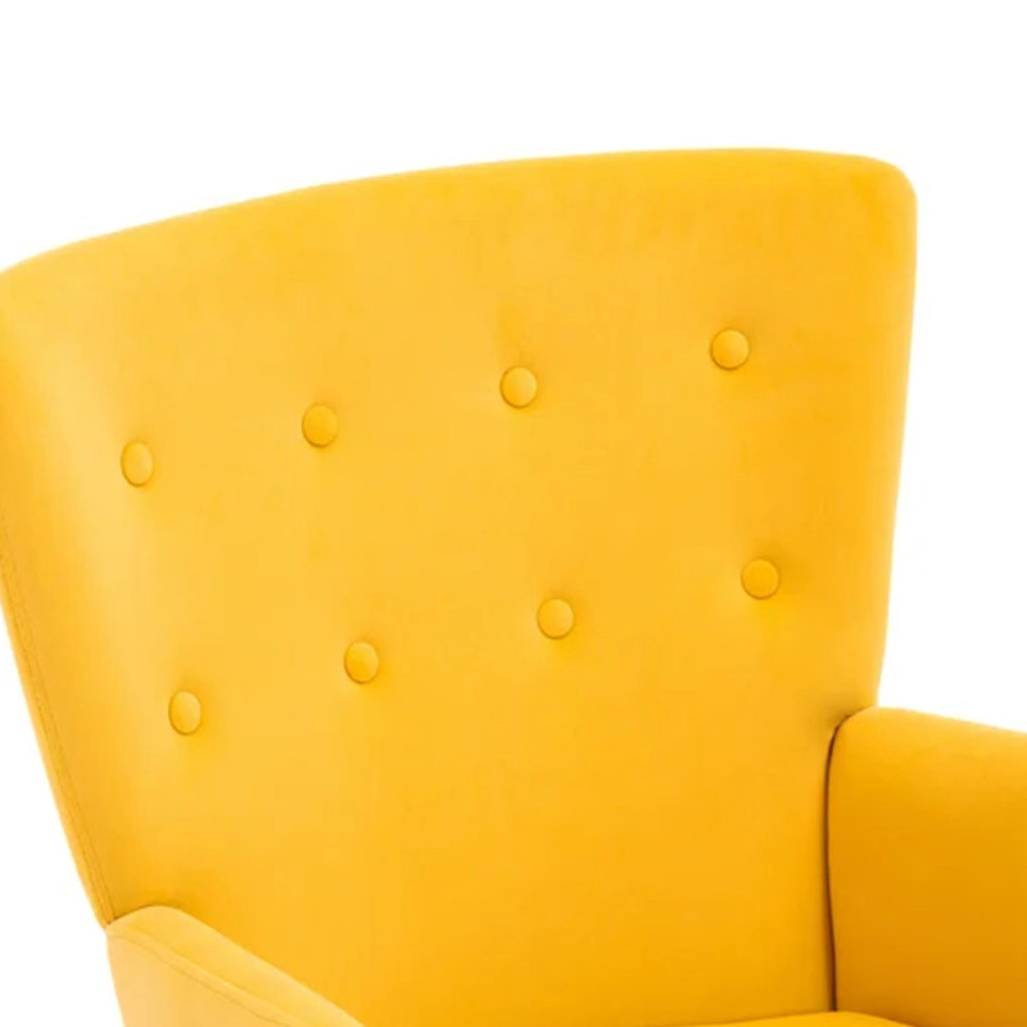 Velvet High-Back Accent Chairs With Ottoman Footrest Yellow