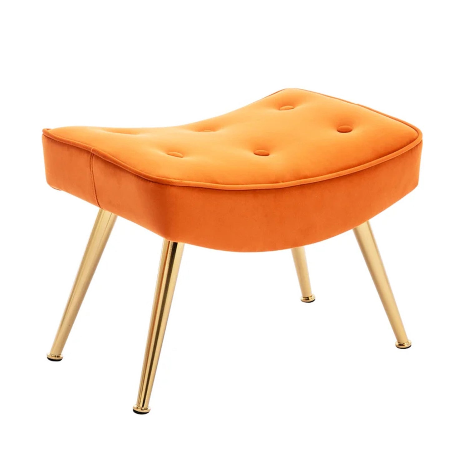 Velvet High-Back Accent Chairs With Ottoman Footrest Orange