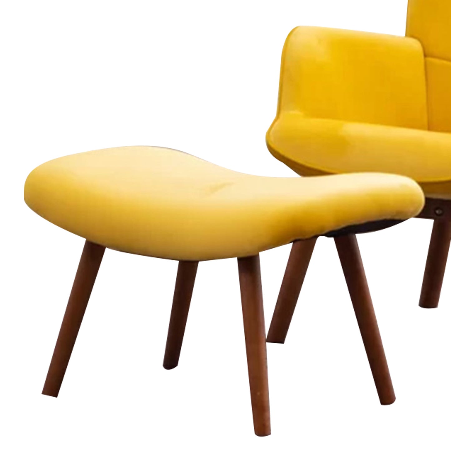 Comfortable Velvet Accent Chairs With Ottoman Footrest Yellow