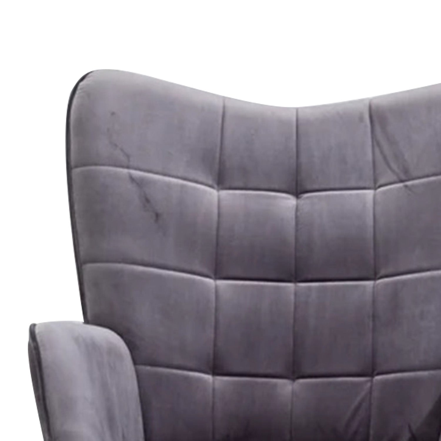 Comfortable Velvet Accent Chairs With Ottoman Footrest Grey