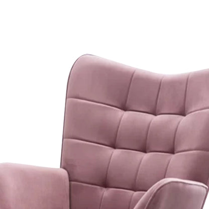 Comfortable Velvet Accent Chairs With Ottoman Footrest Pink