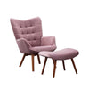 Comfortable Velvet Accent Chairs With Ottoman Footrest Pink