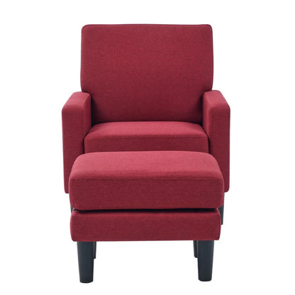 Opulent Accent Chairs With Ottoman Footrest Red