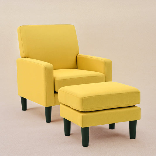 Opulent Accent Chairs With Ottoman Footrest Yellow