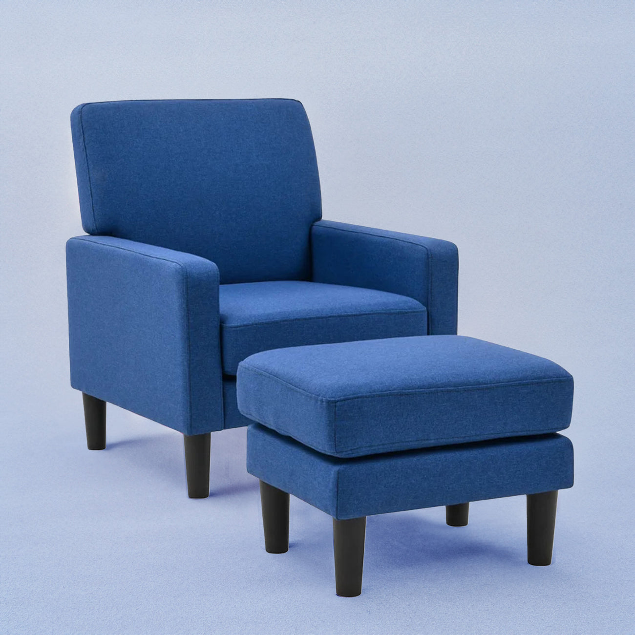 Opulent Accent Chairs With Ottoman Footrest Blue