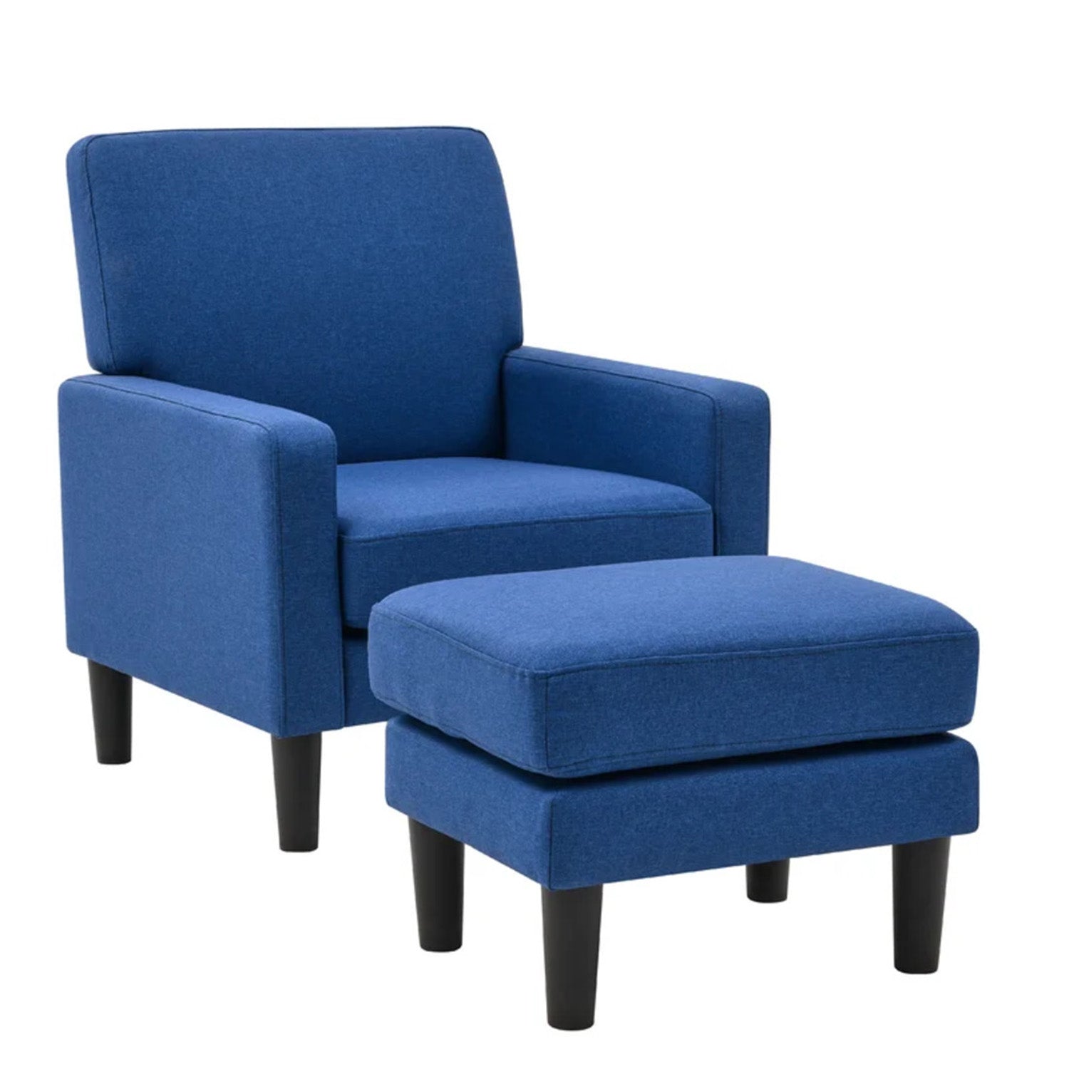 Opulent Accent Chairs With Ottoman Footrest Blue