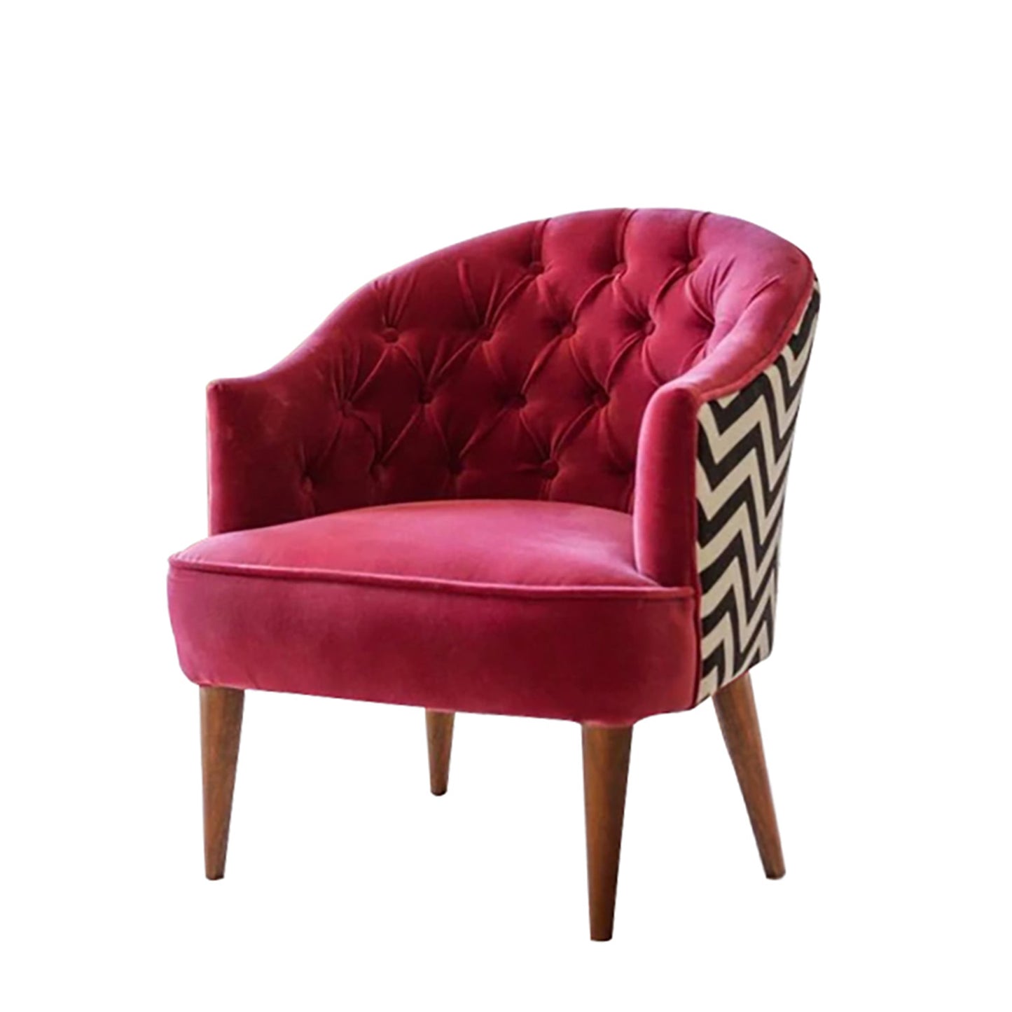 Printed Back Velvet Accent Chair Design Red