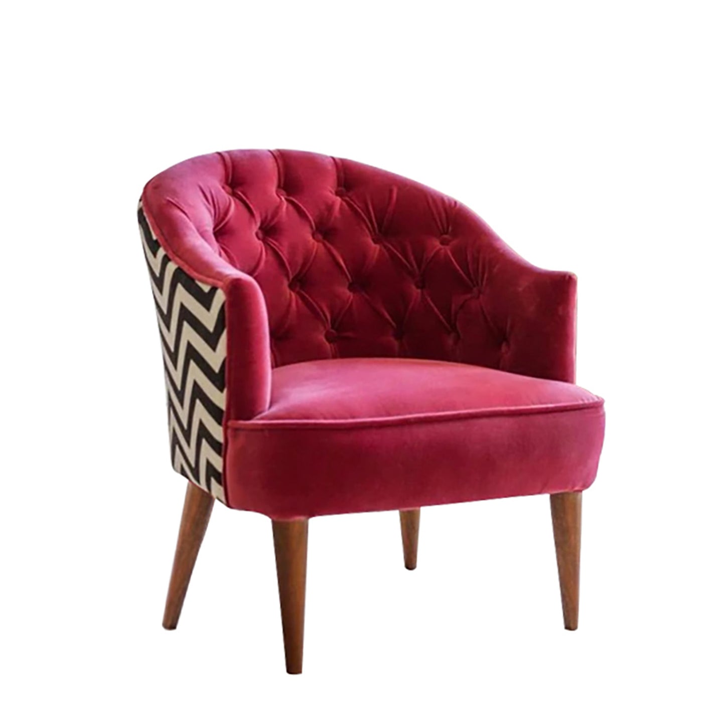 Printed Back Velvet Accent Chair Design Red
