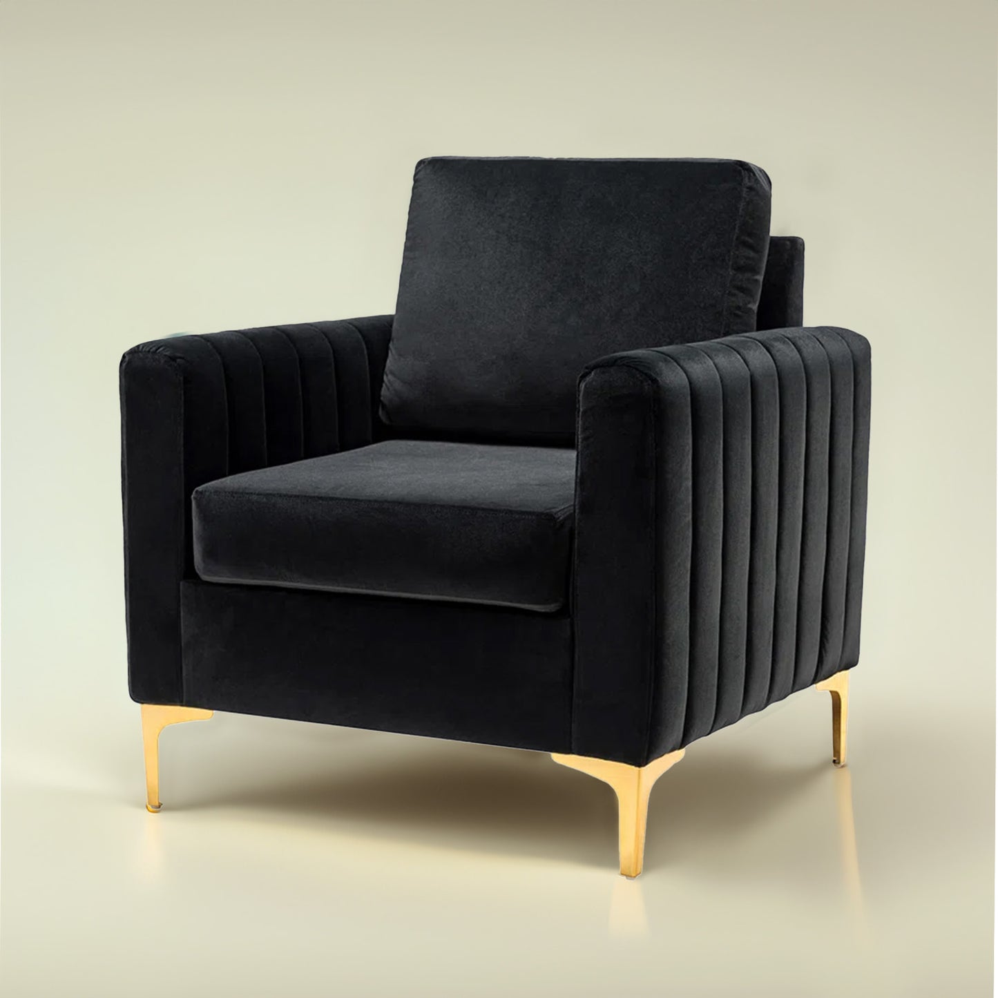 Luxurious Velvet Accent Chair Gold Black