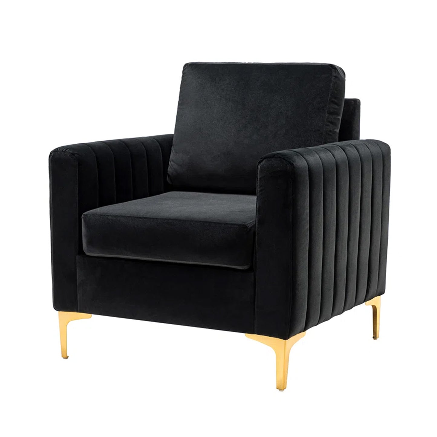 Luxurious Velvet Accent Chair Gold Black