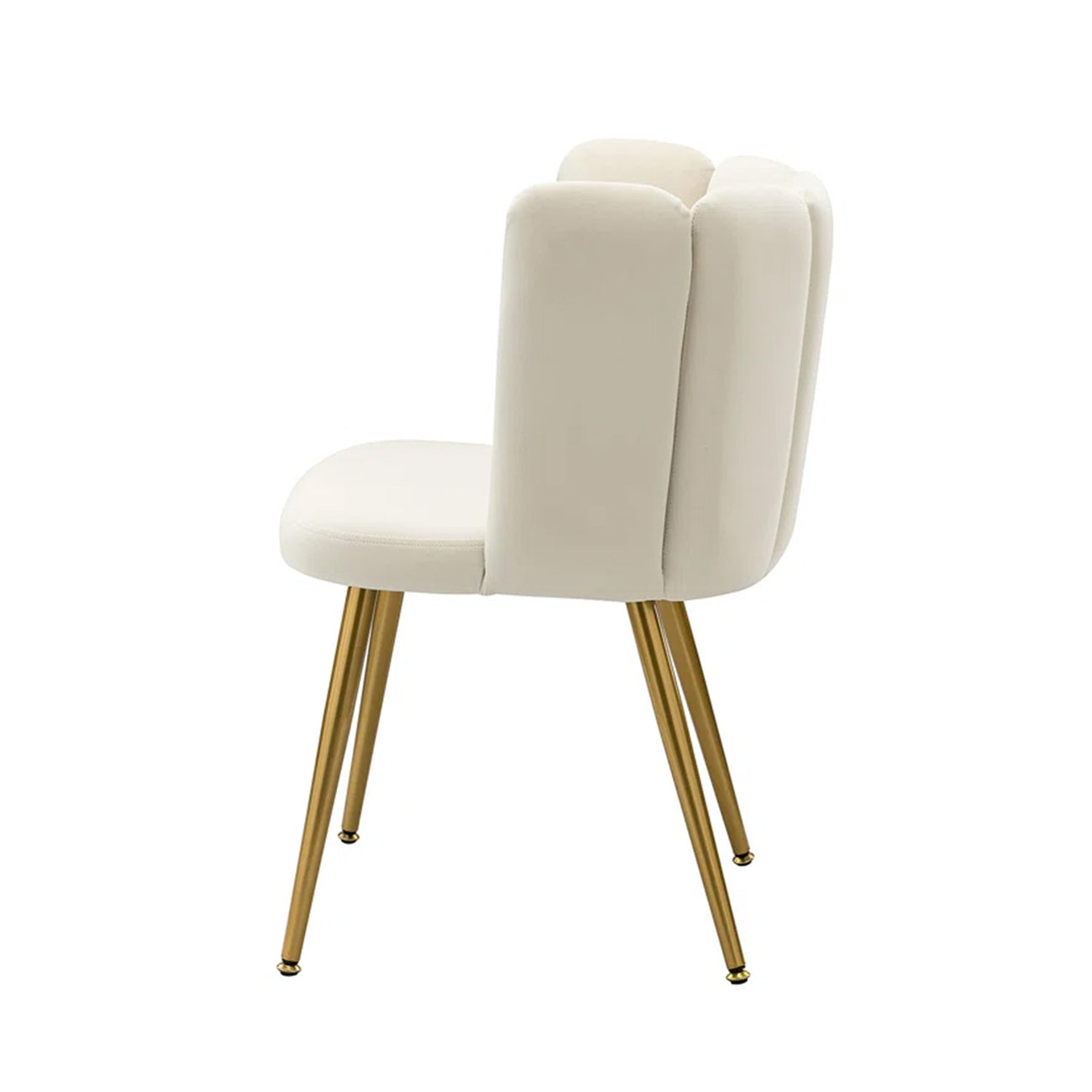 Elegant Velvet Petal Back Chair White