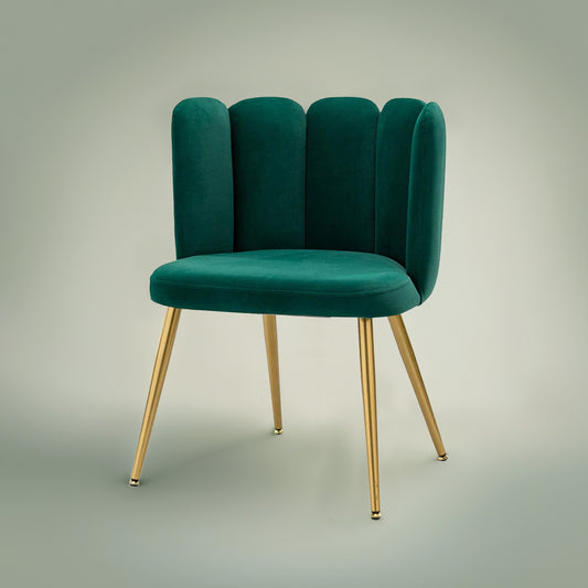 Elegant Velvet Petal Back Chair Green