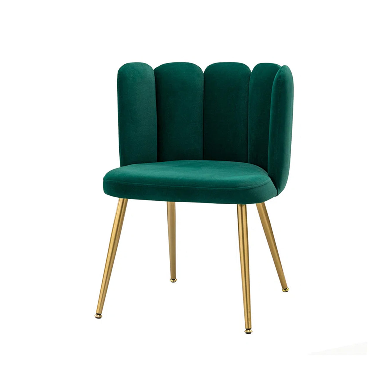 Elegant Velvet Petal Back Chair Green