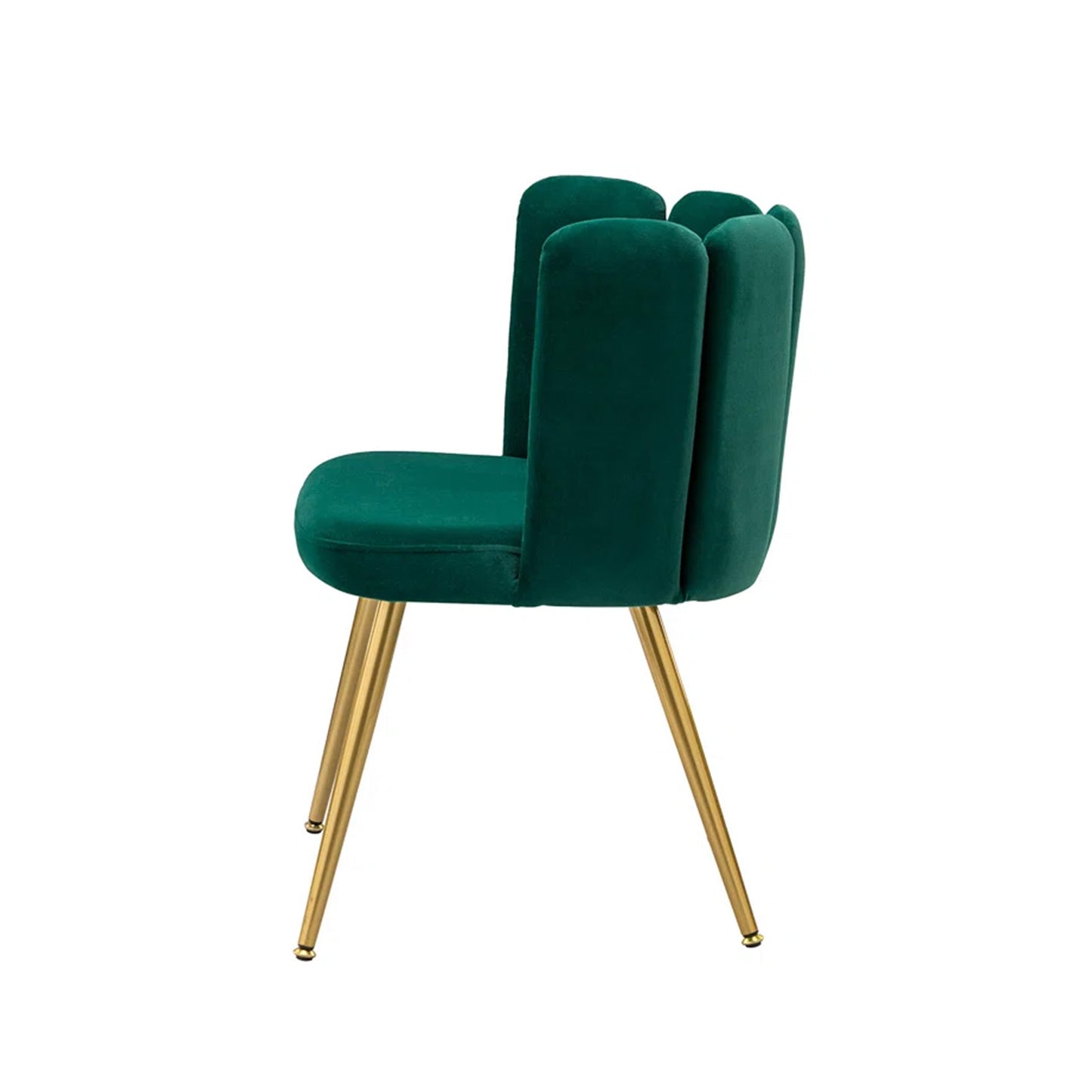 Elegant Velvet Petal Back Chair Green