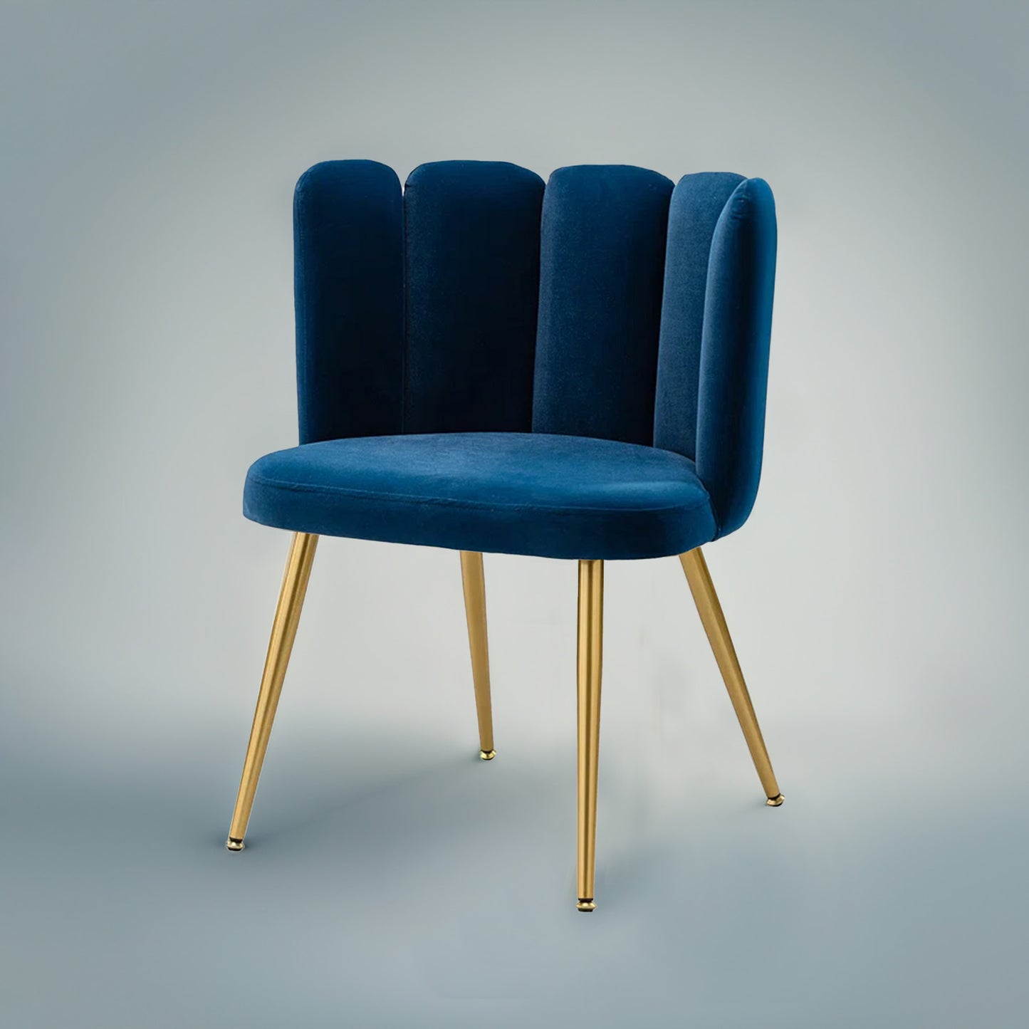 Elegant Velvet Petal Back Chair Blue