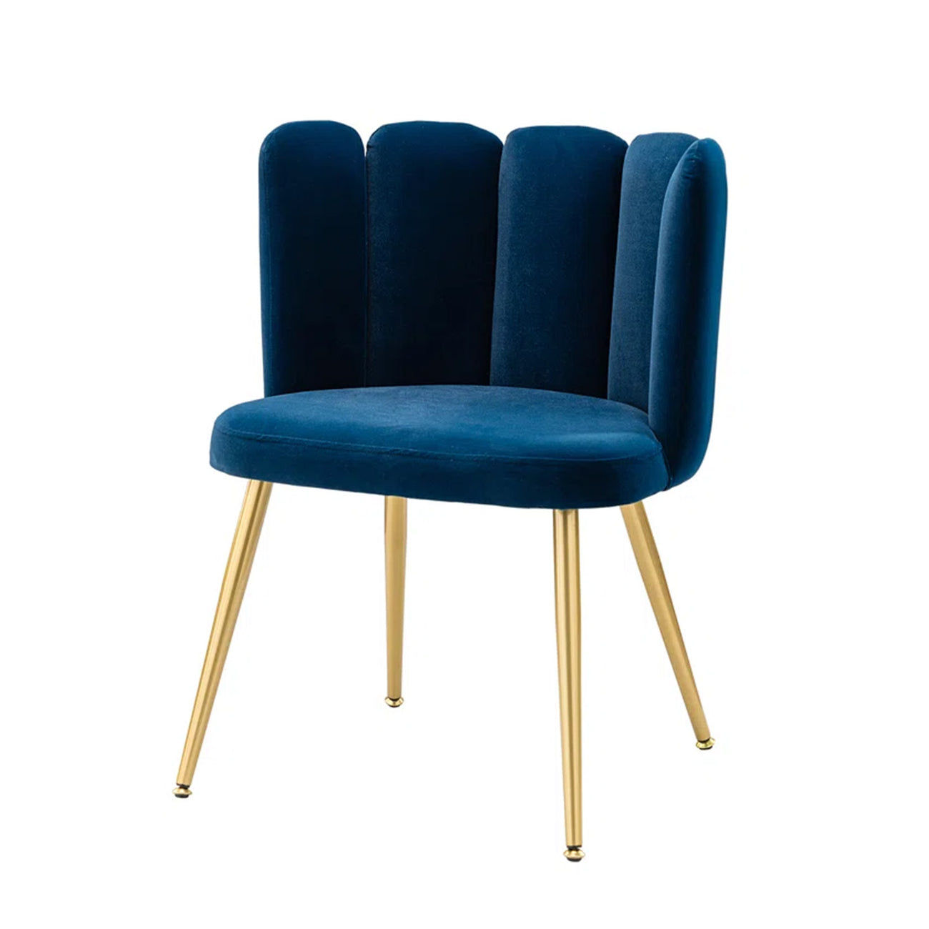 Elegant Velvet Petal Back Chair Blue