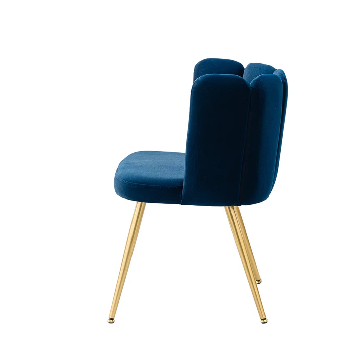 Elegant Velvet Petal Back Chair Blue