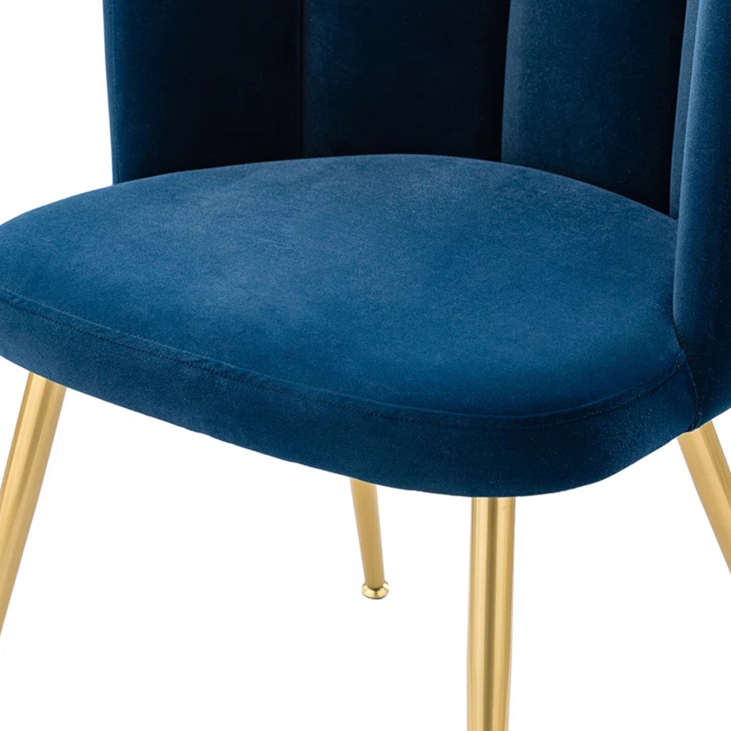 Elegant Velvet Petal Back Chair Blue