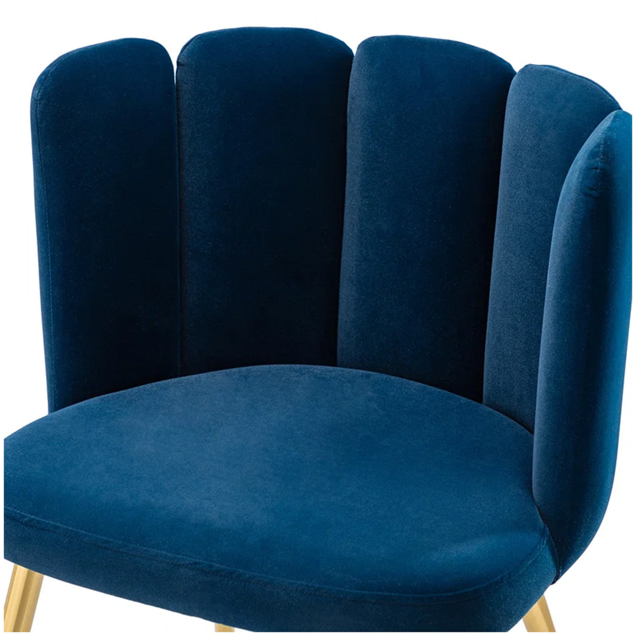 Elegant Velvet Petal Back Chair Blue