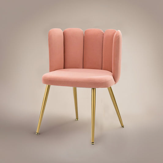 Elegant Velvet Petal Back Chair Pink