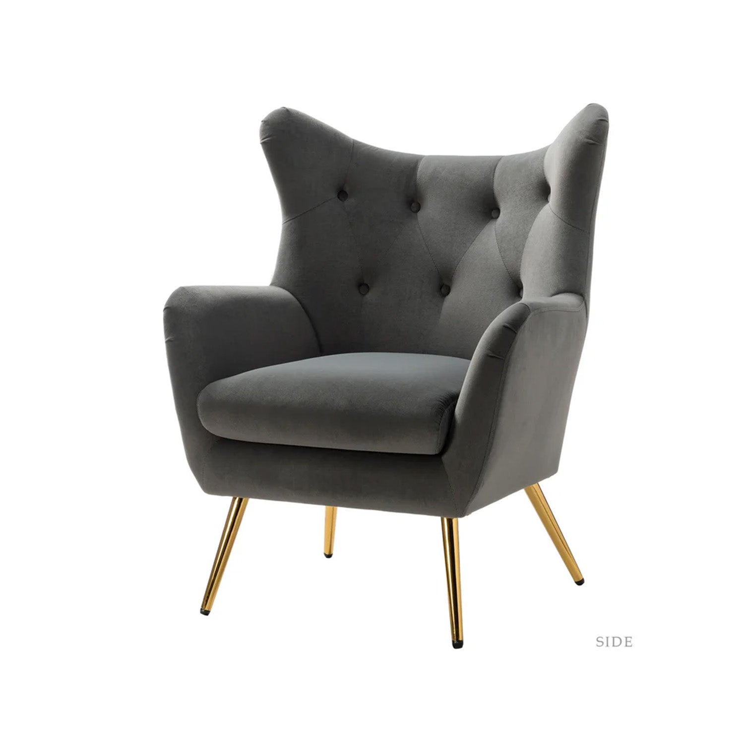 Tufted Velvet High-Back Chair Grey