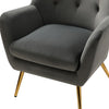 Tufted Velvet High-Back Chair Grey