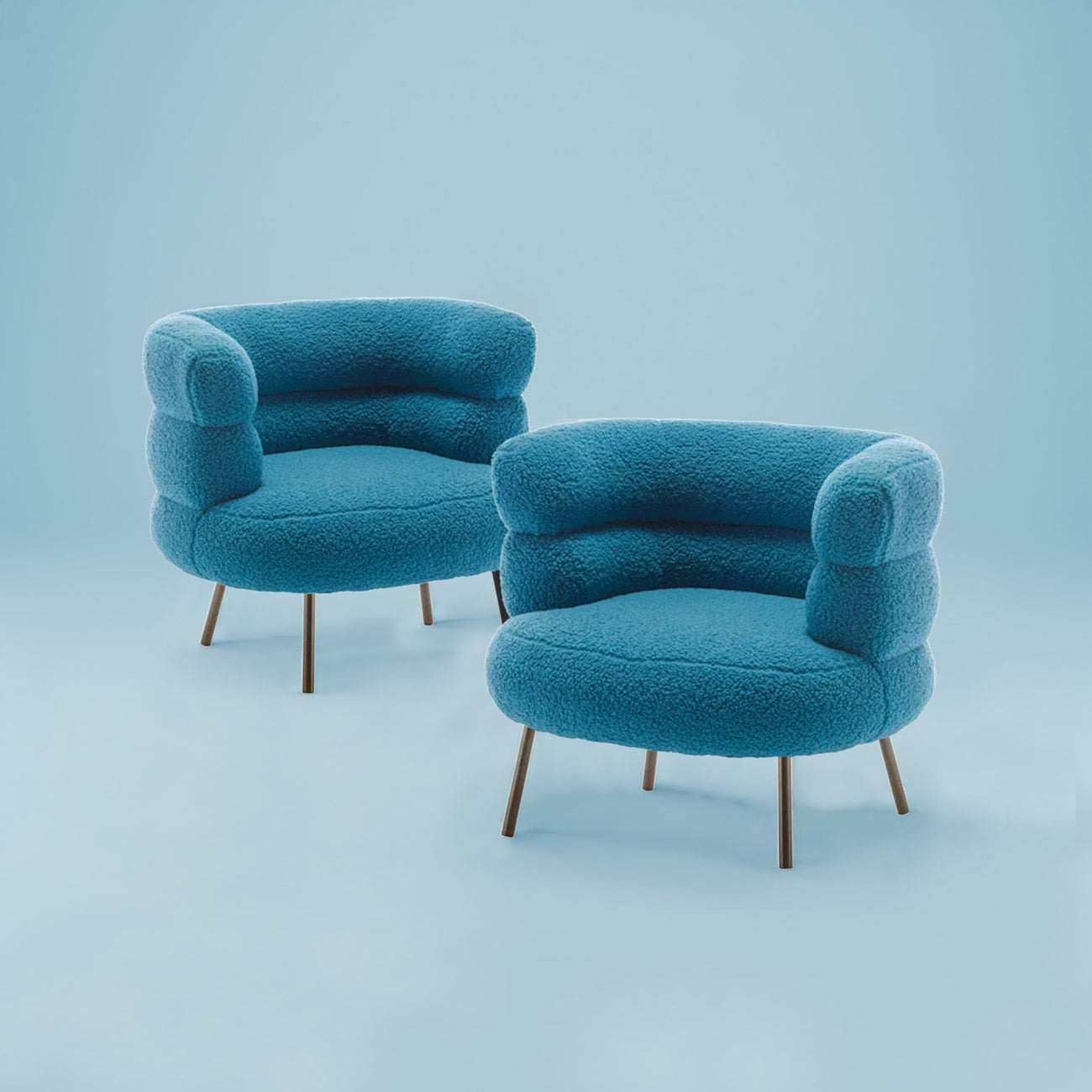 Exquisite Boucle Accent Chair Design Sky Blue