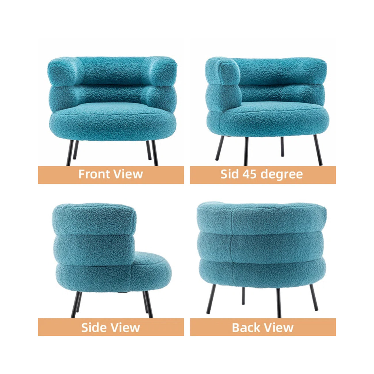 Exquisite Boucle Accent Chair Design Sky Blue