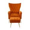 Palatial Wingback Accent Chair & Ottoman Footrest Set Orange