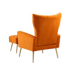 Palatial Wingback Accent Chair & Ottoman Footrest Set Orange