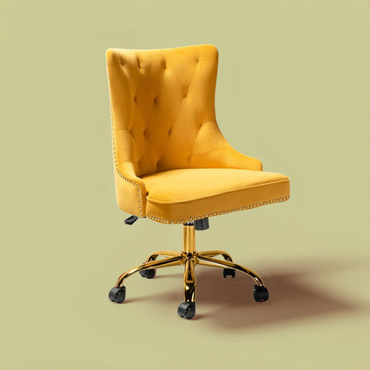 Boss Velvet Tufted Office Chair With Wheels Yellow