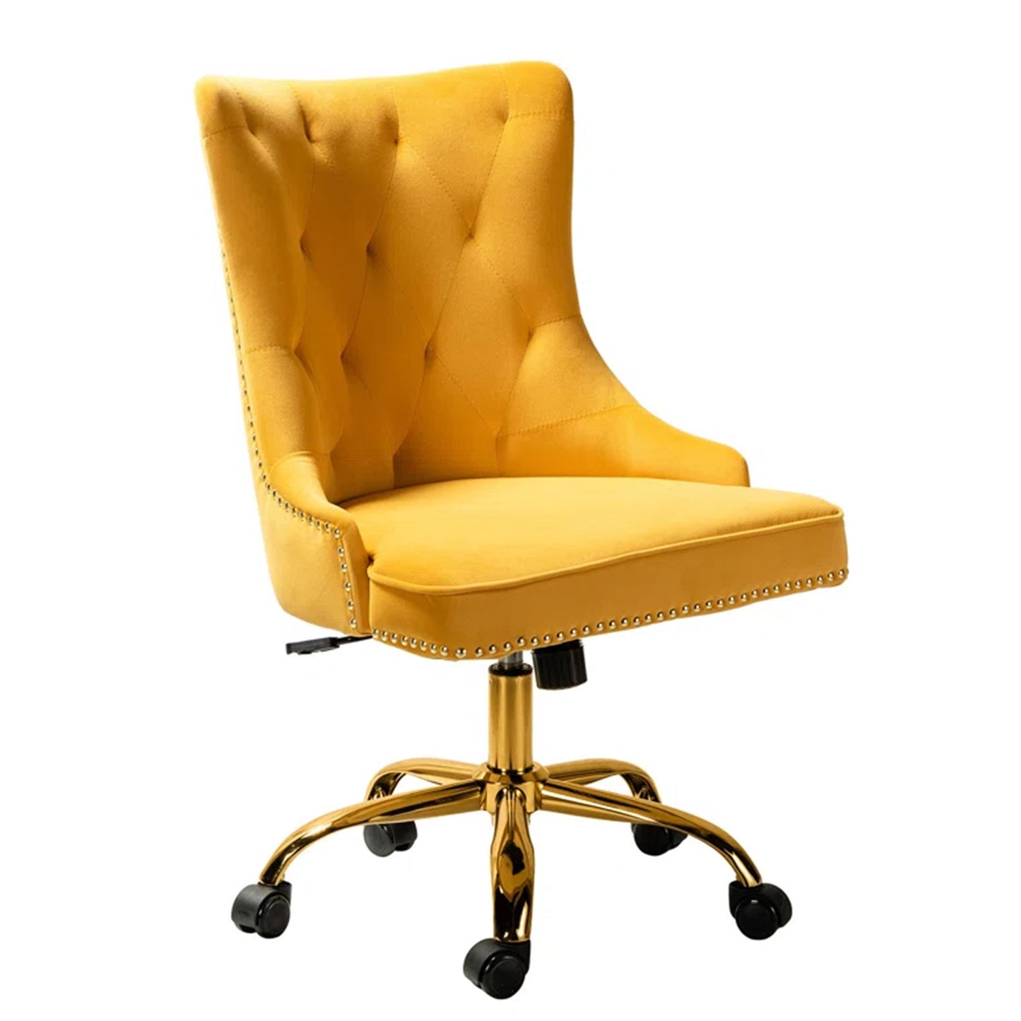 Boss Velvet Tufted Office Chair With Wheels Yellow