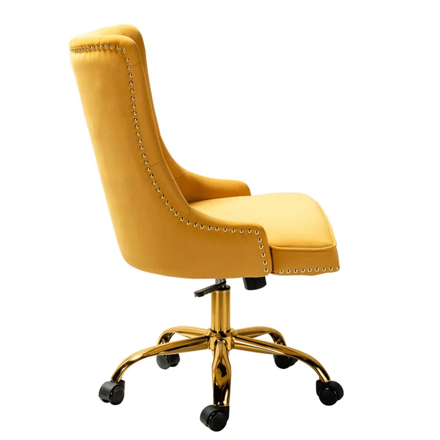 Boss Velvet Tufted Office Chair With Wheels Yellow