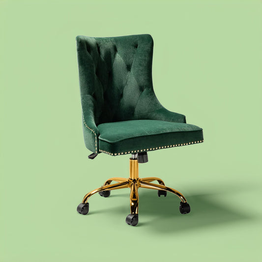 Boss Velvet Tufted Office Chair With Wheels Green