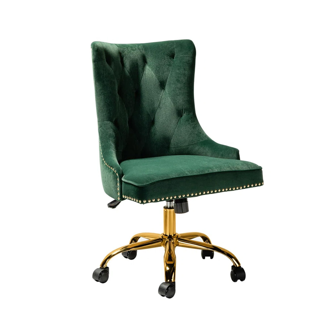 Boss Velvet Tufted Office Chair With Wheels Green