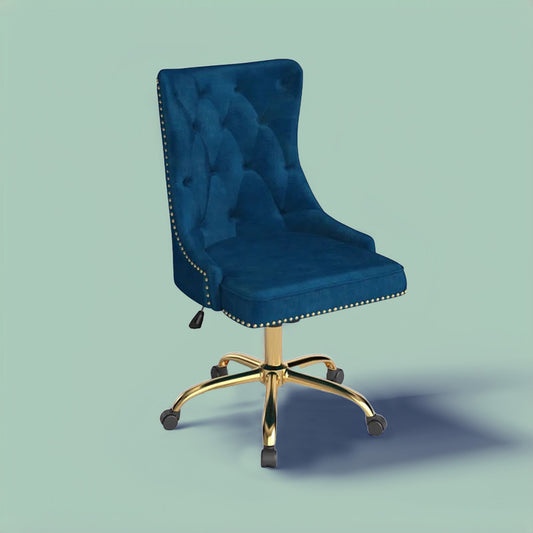 Boss Velvet Tufted Office Chair With Wheels Blue