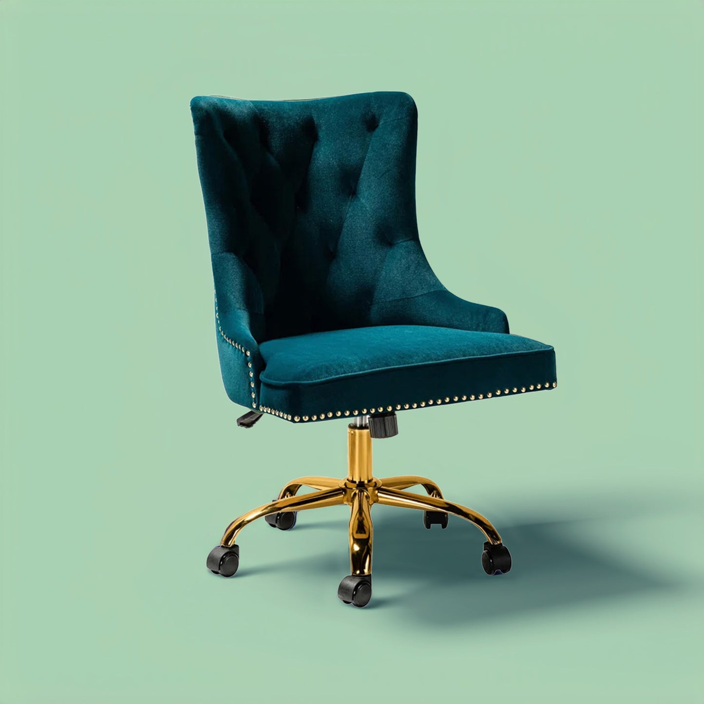 Boss Velvet Tufted Office Chair With Wheels Teal