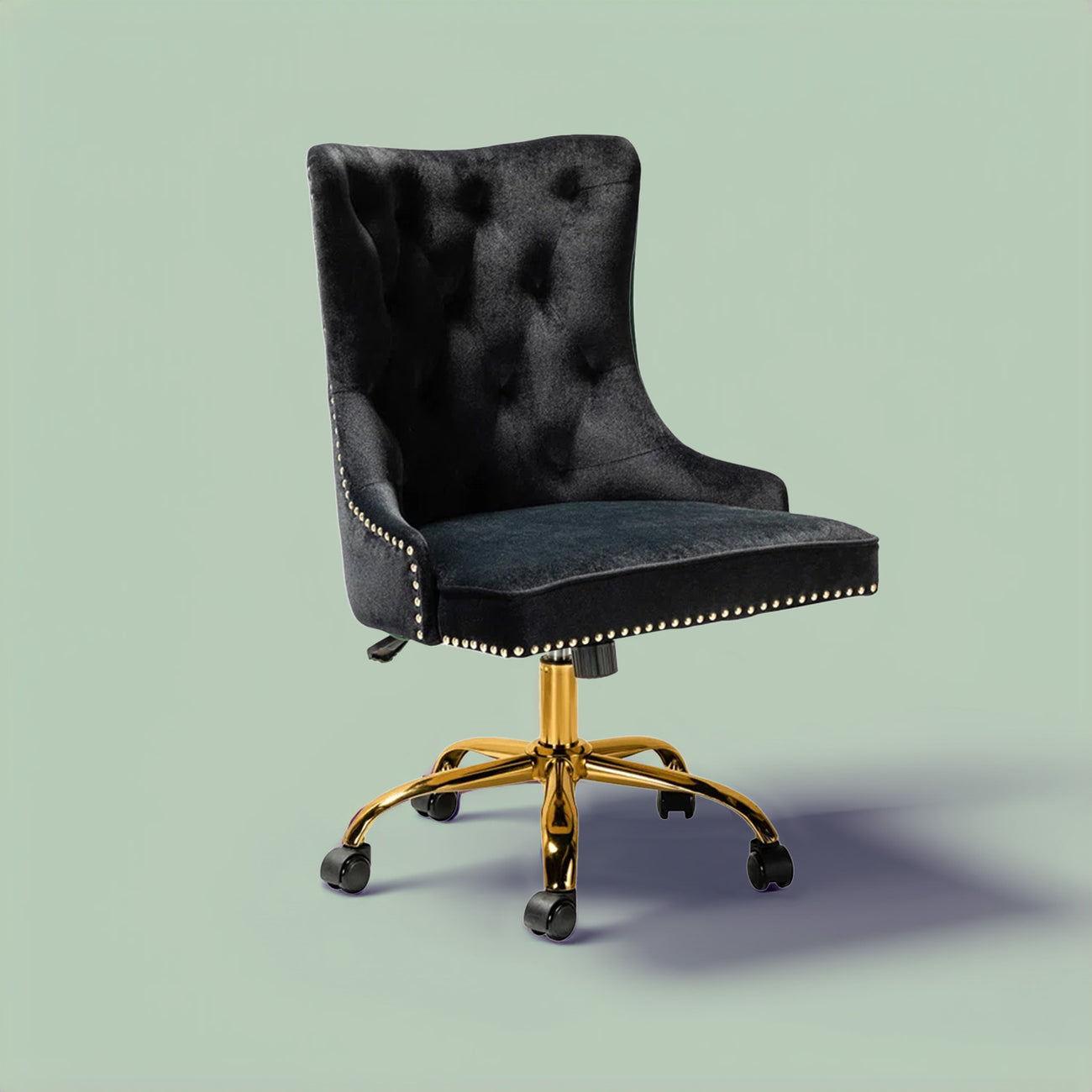 Boss Velvet Tufted Office Chair With Wheels Black