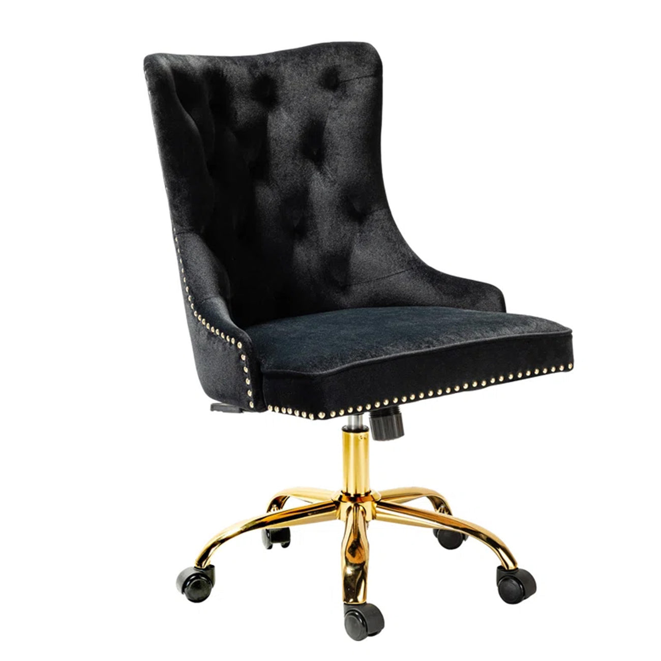 Boss Velvet Tufted Office Chair With Wheels Black