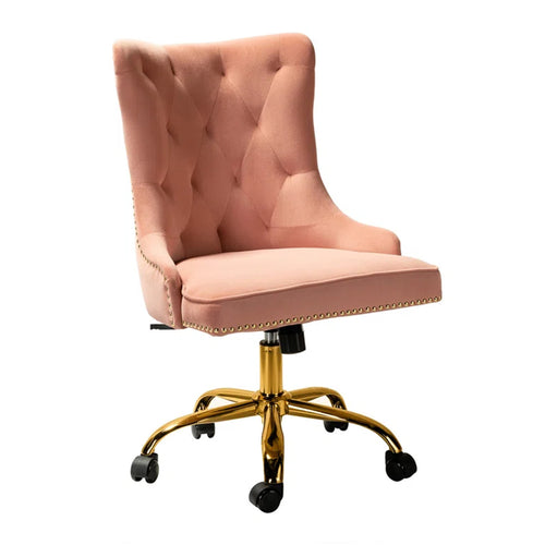 Boss Velvet Tufted Office Chair With Wheels Pink