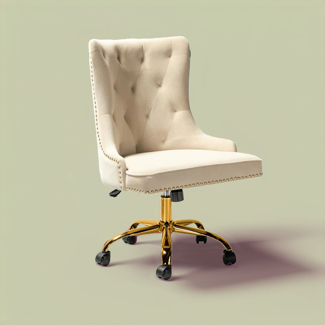 Boss Velvet Tufted Office Chair With Wheels Beige