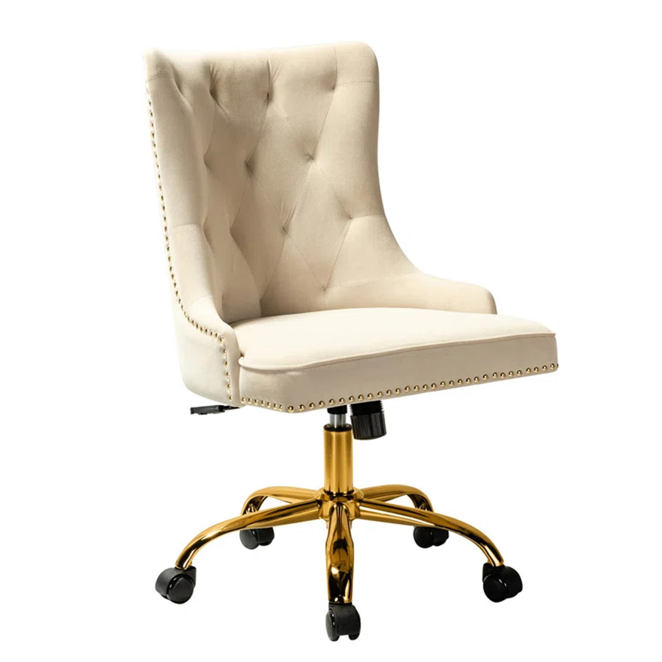 Boss Velvet Tufted Office Chair With Wheels Beige