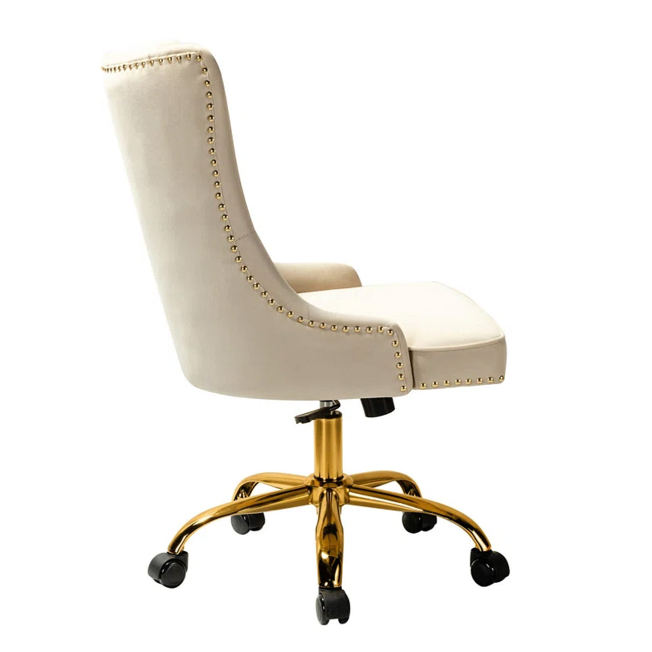 Boss Velvet Tufted Office Chair With Wheels Beige