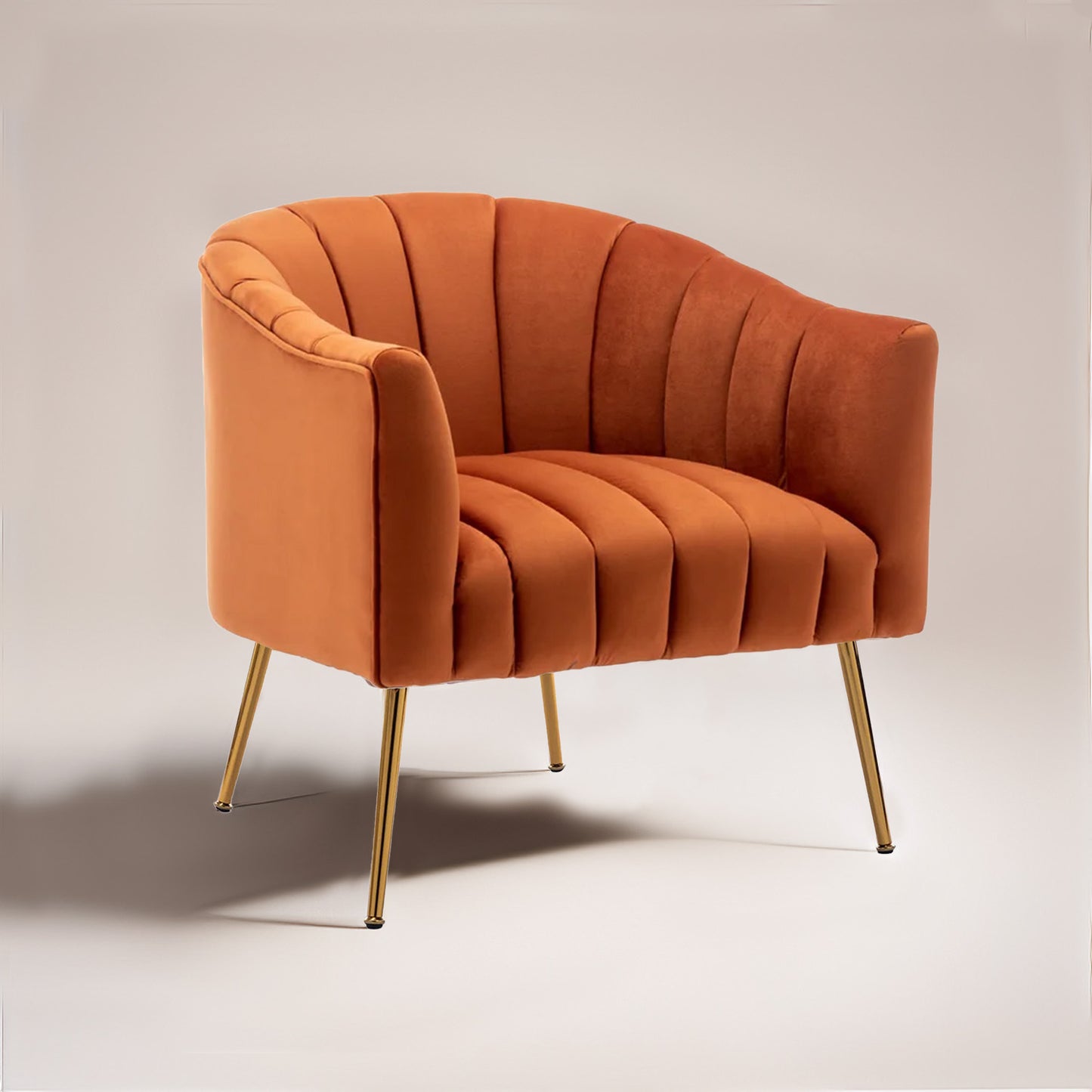 Gilded Lounge Armchair Elegance Velvet Orange