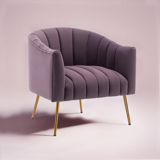 Gilded Lounge Armchair Elegance Velvet Purple