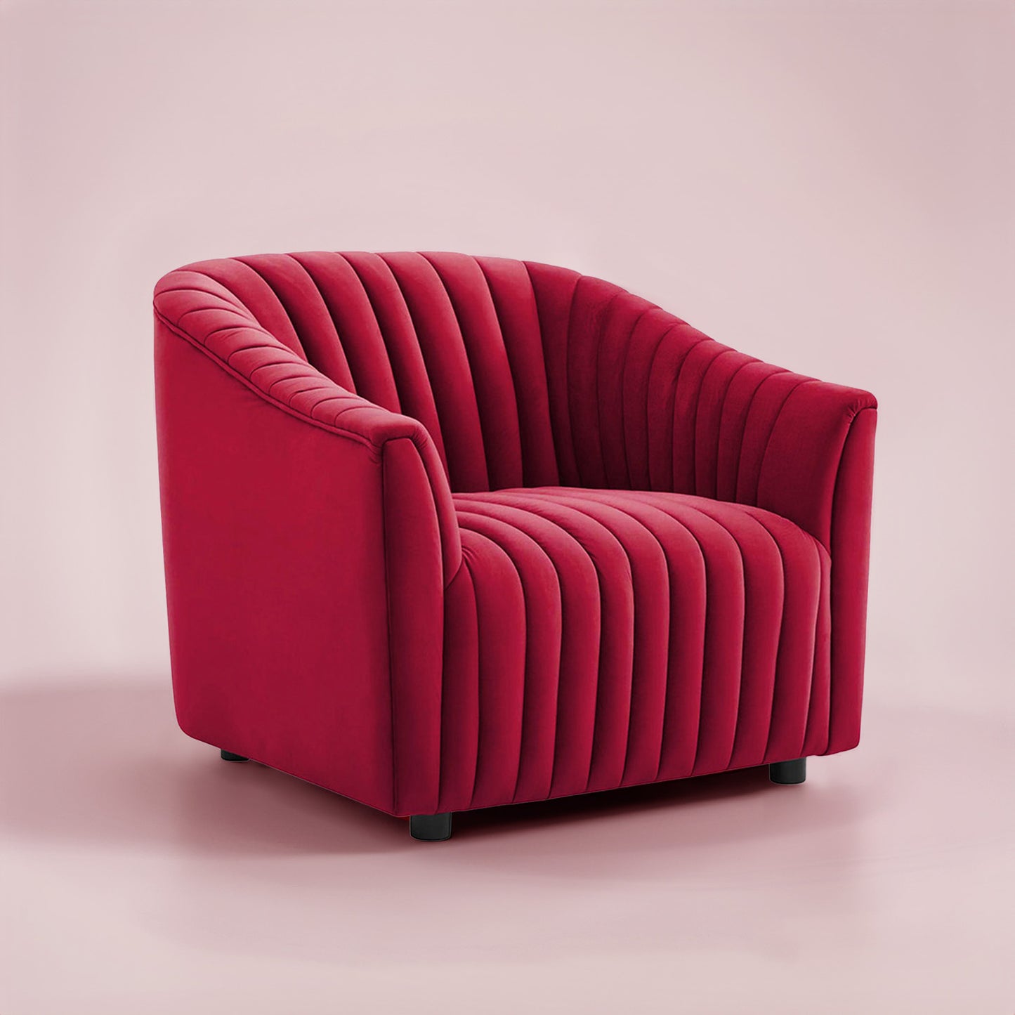 Velvet Single Seater Sofa Red