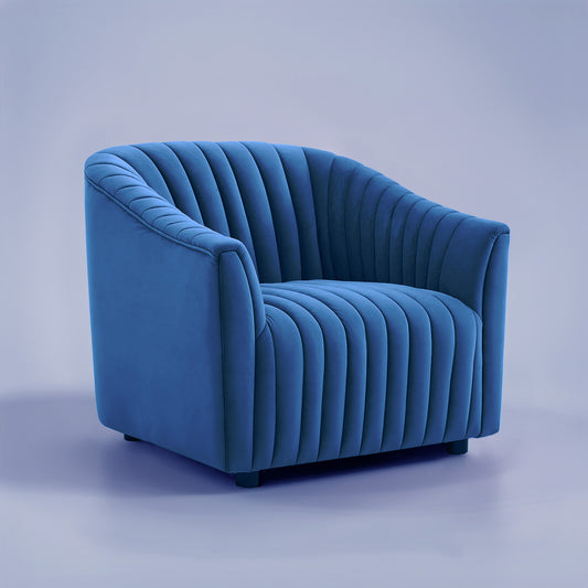 Velvet Single Seater Sofa Blue