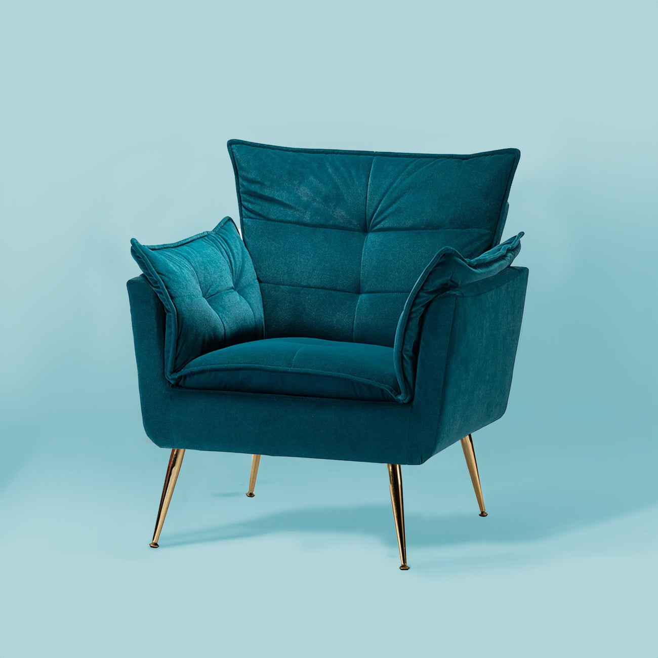 Elegant Chaise Velvet Accent Chair Teal